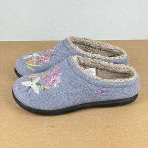 L.L. Bean Daybreak Scuff Floral Slippers Womens 9 Blue/Gray Pink Slip On Lined
